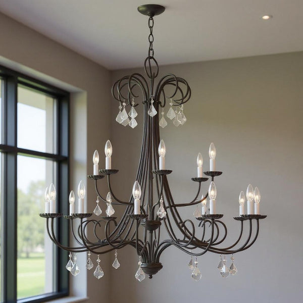 HomeRoots Multi Light Dimmable Chandelier - Modern Steel Shades for Sophisticated Ambiance in Any Room 687222