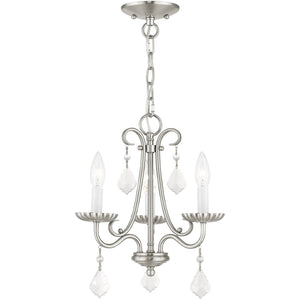 HomeRoots Three Light Dimmable Chandelier with Sleek Cylindrical Shades for Stylish Home Illumination 687225