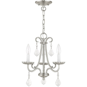 HomeRoots Three Light Dimmable Chandelier with Sleek Cylindrical Shades for Stylish Home Illumination 687225