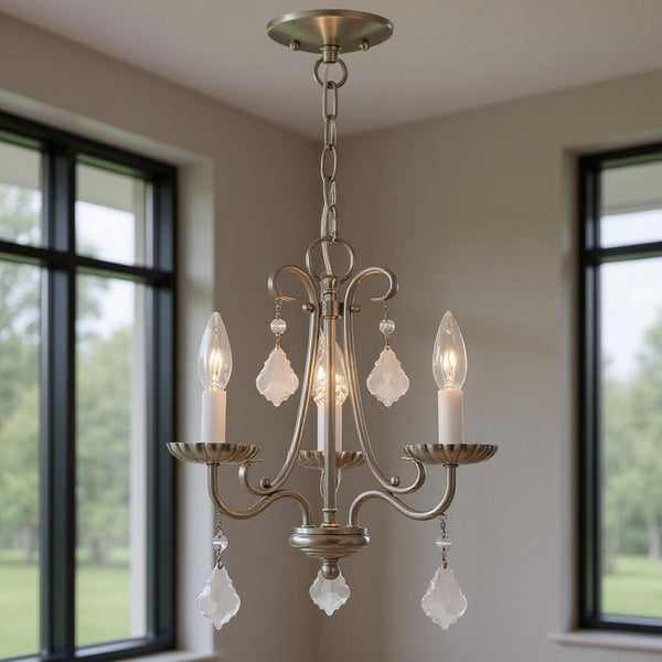 HomeRoots Three Light Dimmable Chandelier with Sleek Cylindrical Shades for Stylish Home Illumination 687225