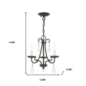 HomeRoots Three Light Dimmable Chandelier with Unique Cylindrical Shades for Modern Home Décor and Style 687226