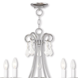 HomeRoots Silver Five-Light Dimmable Chandelier with Clear Accents – Modern Metal Design for Any Space 687227