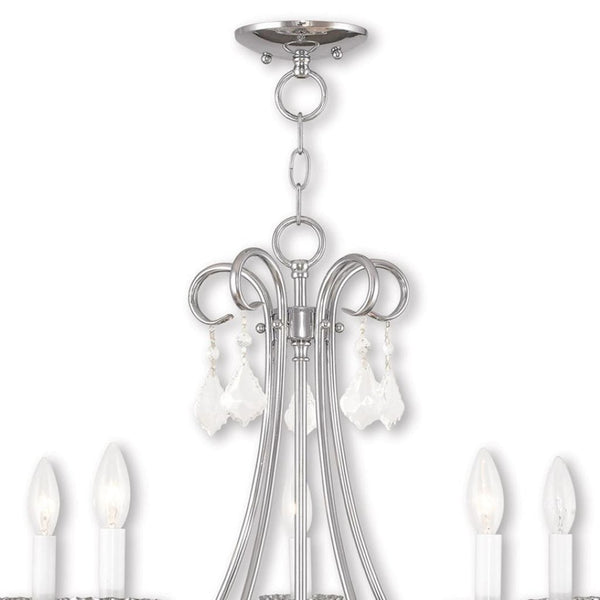 HomeRoots Silver Five-Light Dimmable Chandelier with Clear Accents – Modern Metal Design for Any Space 687227