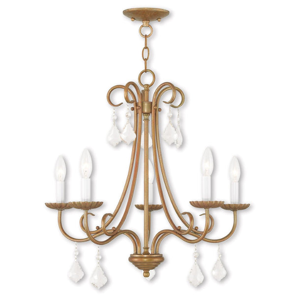 HomeRoots Five Light Dimmable Chandelier with Modern Cylinder Shades for Stylish Home Illumination & Ambiance 687228