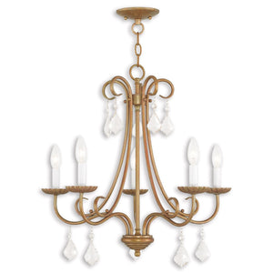 HomeRoots Five Light Dimmable Chandelier with Modern Cylinder Shades for Stylish Home Illumination & Ambiance 687228