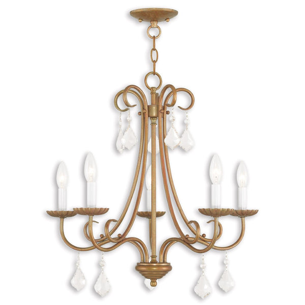 HomeRoots Five Light Dimmable Chandelier with Modern Cylinder Shades for Stylish Home Illumination & Ambiance 687228