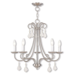 HomeRoots Five Light Dimmable Chandelier - Modern Cylinder Shades for Stylish Ambiance in Any Room 687229