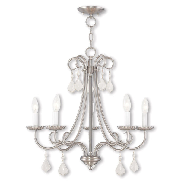 HomeRoots Five Light Dimmable Chandelier - Modern Cylinder Shades for Stylish Ambiance in Any Room 687229