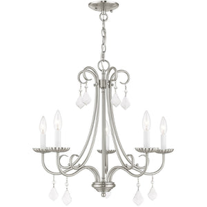 HomeRoots Five Light Dimmable Chandelier - Modern Cylinder Shades for Stylish Ambiance in Any Room 687229