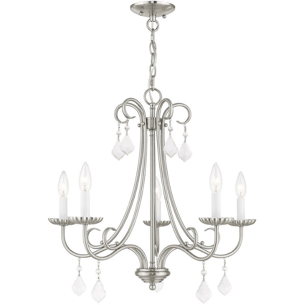 HomeRoots Five Light Dimmable Chandelier - Modern Cylinder Shades for Stylish Ambiance in Any Room 687229