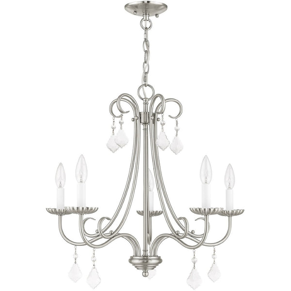 HomeRoots Five Light Dimmable Chandelier - Modern Cylinder Shades for Stylish Ambiance in Any Room 687229