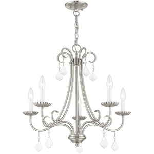 HomeRoots Five Light Dimmable Chandelier - Modern Cylinder Shades for Stylish Ambiance in Any Room 687229