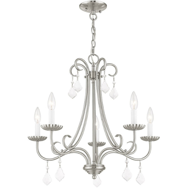 HomeRoots Five Light Dimmable Chandelier - Modern Cylinder Shades for Stylish Ambiance in Any Room 687229