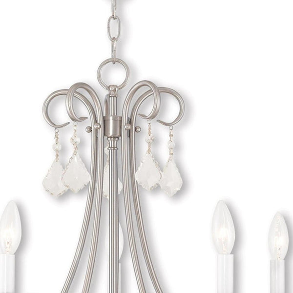 HomeRoots Five Light Dimmable Chandelier - Modern Cylinder Shades for Stylish Ambiance in Any Room 687229