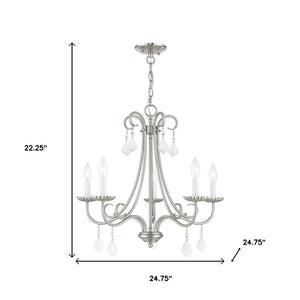 HomeRoots Five Light Dimmable Chandelier - Modern Cylinder Shades for Stylish Ambiance in Any Room 687229