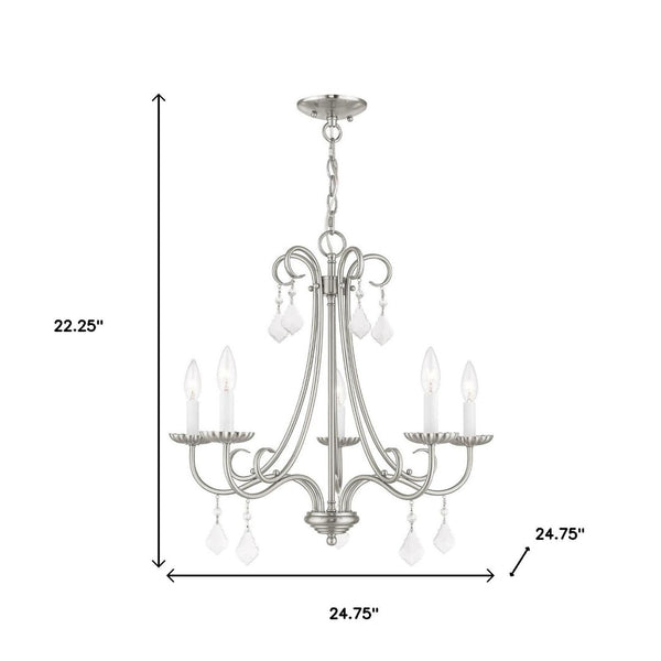 HomeRoots Five Light Dimmable Chandelier - Modern Cylinder Shades for Stylish Ambiance in Any Room 687229