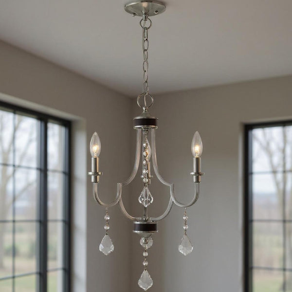HomeRoots Three Light Dimmable Chandelier - Modern Steel Design with Cylinder Shades for Elegant Ambiance 687236