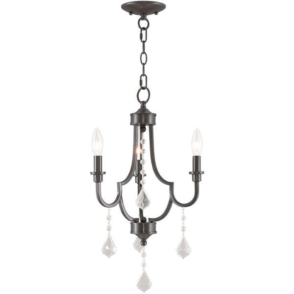 HomeRoots Three Light Dimmable Chandelier with Stylish Cylinder Shades for Modern Spaces and Adjustable Ambiance 687237