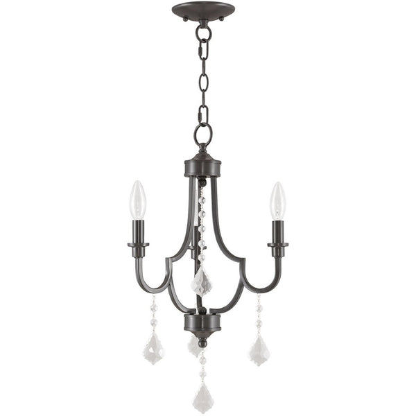 HomeRoots Three Light Dimmable Chandelier with Stylish Cylinder Shades for Modern Spaces and Adjustable Ambiance 687237