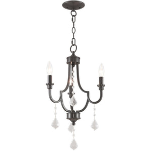 HomeRoots Three Light Dimmable Chandelier with Stylish Cylinder Shades for Modern Spaces and Adjustable Ambiance 687237