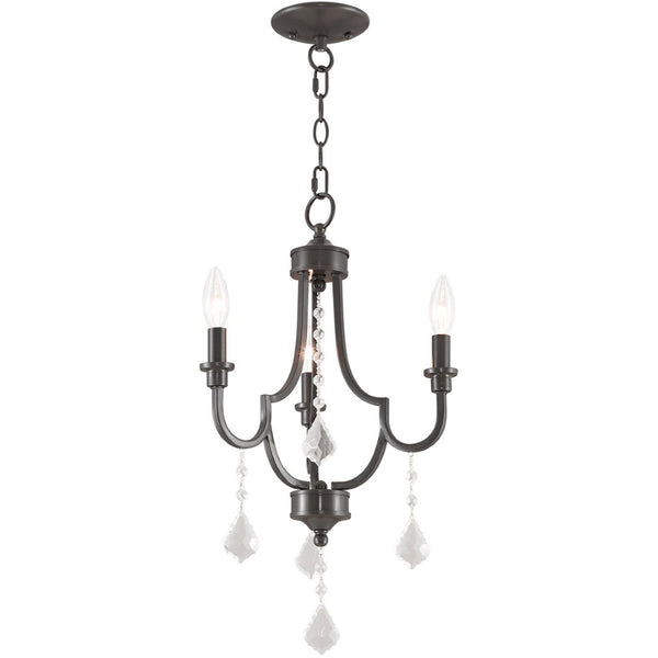 HomeRoots Three Light Dimmable Chandelier with Stylish Cylinder Shades for Modern Spaces and Adjustable Ambiance 687237
