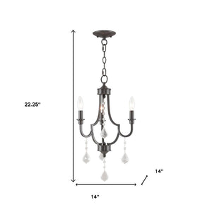 HomeRoots Three Light Dimmable Chandelier with Stylish Cylinder Shades for Modern Spaces and Adjustable Ambiance 687237
