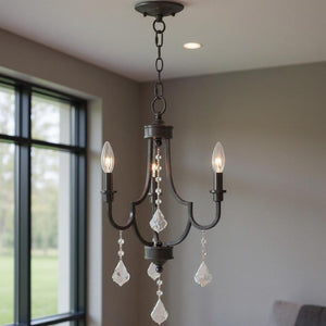 HomeRoots Three Light Dimmable Chandelier with Stylish Cylinder Shades for Modern Spaces and Adjustable Ambiance 687237