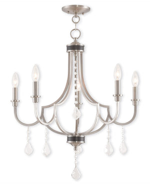 HomeRoots Five Light Dimmable Chandelier - Modern Steel Shades for Elegant Illumination in Any Room 687238