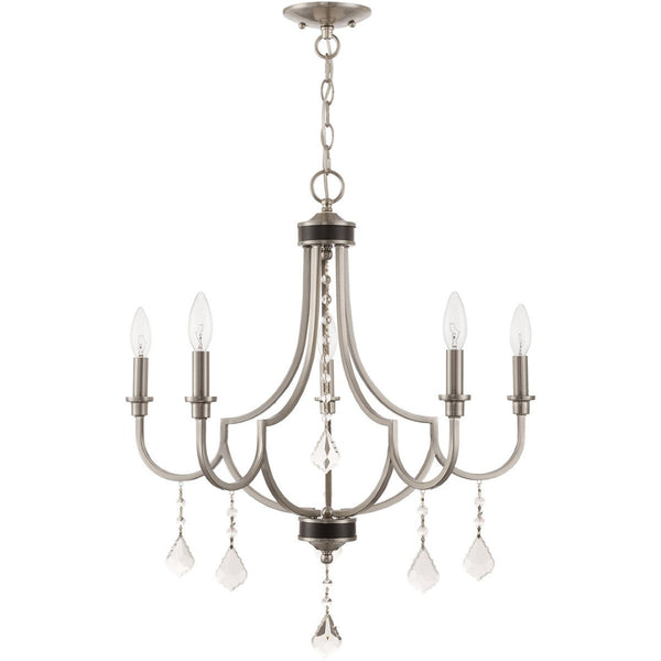 HomeRoots Five Light Dimmable Chandelier - Modern Steel Shades for Elegant Illumination in Any Room 687238