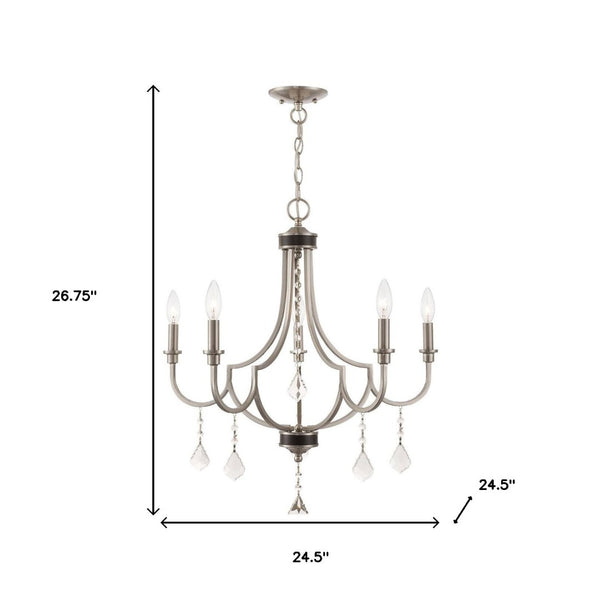 HomeRoots Five Light Dimmable Chandelier - Modern Steel Shades for Elegant Illumination in Any Room 687238