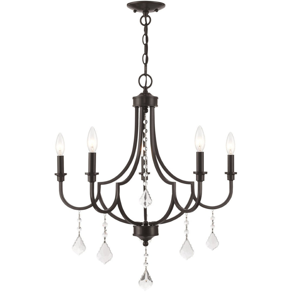HomeRoots Five Light Dimmable Chandelier – Modern Cylindrical Shades for Stylish Ambient Lighting Anywhere 687239