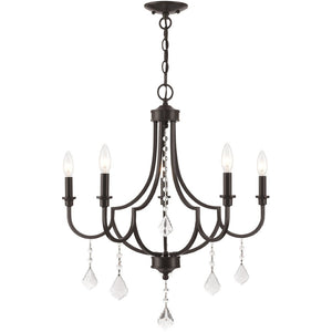 HomeRoots Five Light Dimmable Chandelier – Modern Cylindrical Shades for Stylish Ambient Lighting Anywhere 687239