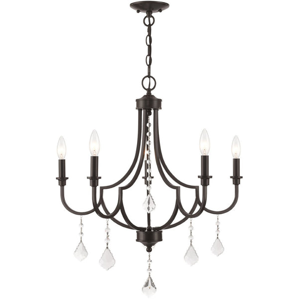 HomeRoots Five Light Dimmable Chandelier – Modern Cylindrical Shades for Stylish Ambient Lighting Anywhere 687239