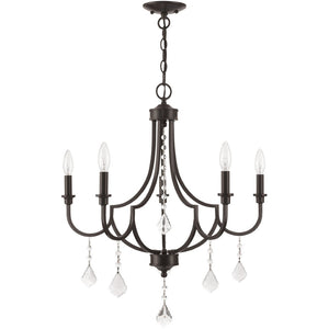 HomeRoots Five Light Dimmable Chandelier – Modern Cylindrical Shades for Stylish Ambient Lighting Anywhere 687239