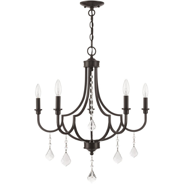 HomeRoots Five Light Dimmable Chandelier – Modern Cylindrical Shades for Stylish Ambient Lighting Anywhere 687239