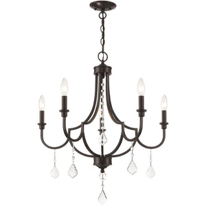 HomeRoots Five Light Dimmable Chandelier – Modern Cylindrical Shades for Stylish Ambient Lighting Anywhere 687239