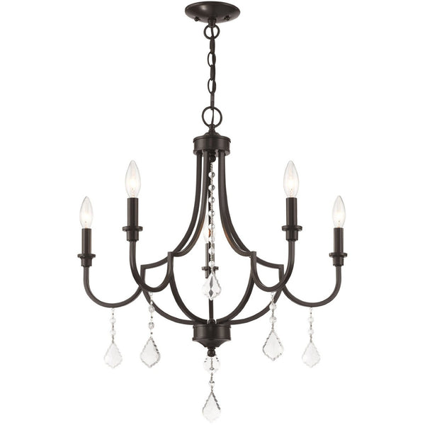 HomeRoots Five Light Dimmable Chandelier – Modern Cylindrical Shades for Stylish Ambient Lighting Anywhere 687239