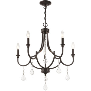 HomeRoots Five Light Dimmable Chandelier – Modern Cylindrical Shades for Stylish Ambient Lighting Anywhere 687239