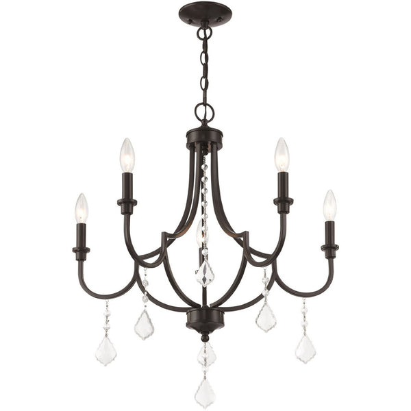 HomeRoots Five Light Dimmable Chandelier – Modern Cylindrical Shades for Stylish Ambient Lighting Anywhere 687239