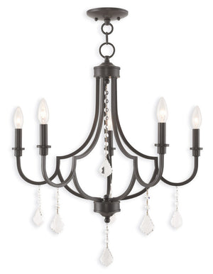 HomeRoots Five Light Dimmable Chandelier – Modern Cylindrical Shades for Stylish Ambient Lighting Anywhere 687239