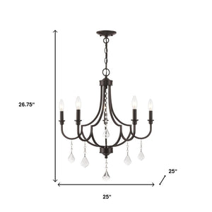 HomeRoots Five Light Dimmable Chandelier – Modern Cylindrical Shades for Stylish Ambient Lighting Anywhere 687239