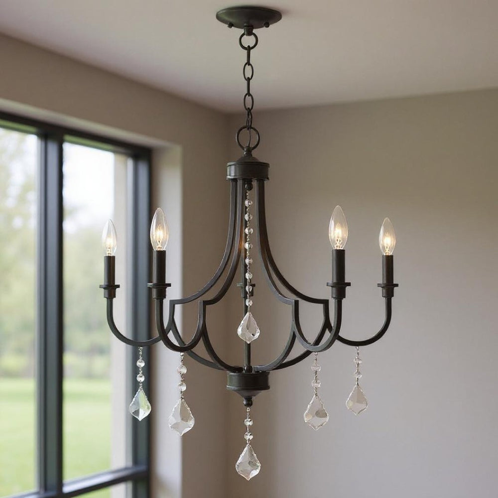 HomeRoots Five Light Dimmable Chandelier – Modern Cylindrical Shades for Stylish Ambient Lighting Anywhere 687239