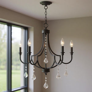 HomeRoots Five Light Dimmable Chandelier – Modern Cylindrical Shades for Stylish Ambient Lighting Anywhere 687239