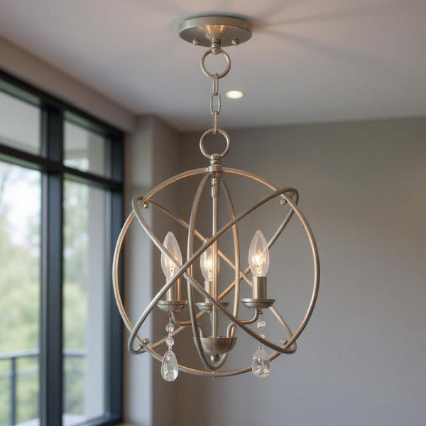 HomeRoots Three Light Dimmable Chandelier – Modern Cylinder Shades for Elegant Entryways & Dining Spaces 687246
