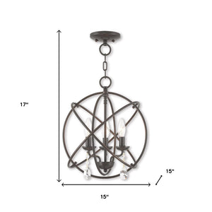 HomeRoots Three Light Dimmable Chandelier - Modern Cylinder Design with Steel Shades for Stylish Ambiance 687247