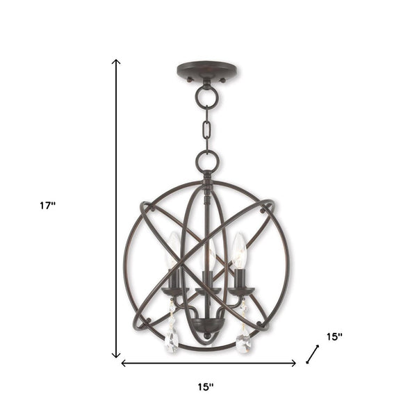 HomeRoots Three Light Dimmable Chandelier - Modern Cylinder Design with Steel Shades for Stylish Ambiance 687247