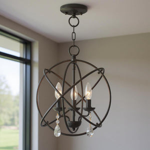 HomeRoots Three Light Dimmable Chandelier - Modern Cylinder Design with Steel Shades for Stylish Ambiance 687247