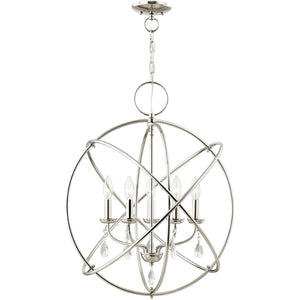 HomeRoots Five Light Dimmable Chandelier – Modern Cylinder Design with Steel Shades for Elegant Home Lighting 687248