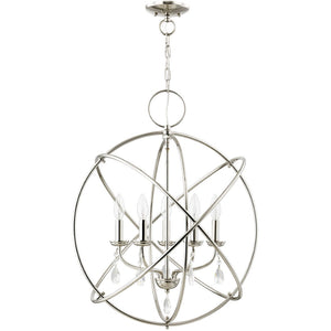 HomeRoots Five Light Dimmable Chandelier – Modern Cylinder Design with Steel Shades for Elegant Home Lighting 687248