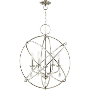 HomeRoots Five Light Dimmable Chandelier – Modern Cylinder Design with Steel Shades for Elegant Home Lighting 687248